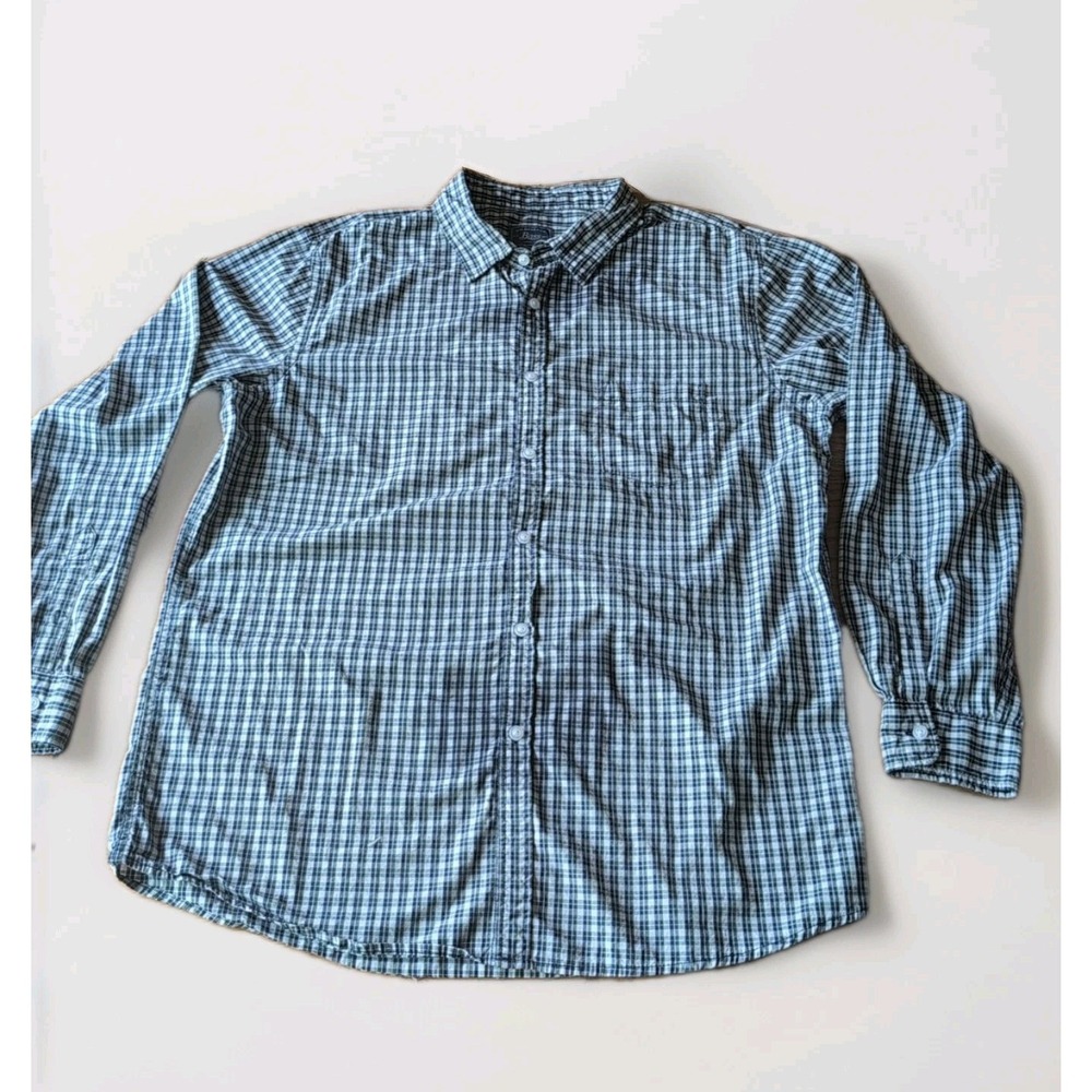 G. H. Bass Classic Long Sleeve Blue Plaid Cotton Shirt - Size XL *EUC*